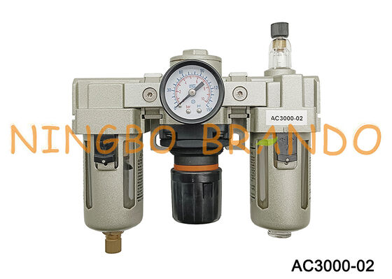 AC3000-02 1/4'' ชุดกรองลม-เรกูเลเตอร์-หล่อลื่น 3 ชิ้น แบบ SMC