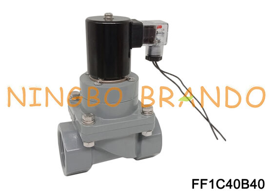 1-1 / 2 '' CPVC โซลินอยด์วาล์วป้องกันการกัดกร่อน DN40 วาล์วเคมี FF1C40B40