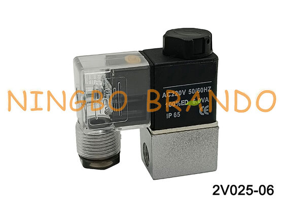 2V025-06 ปกติปิดอากาศน้ำน้ำมันโซลินอยด์วาล์ว G1/8 '' 220V 110V 24V