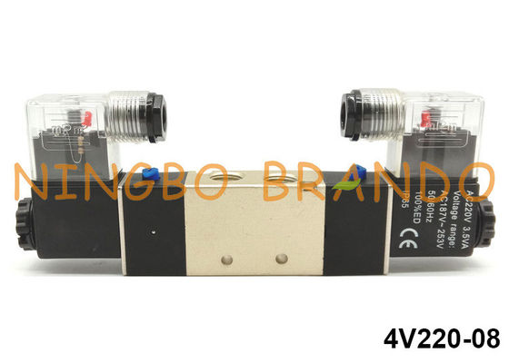 1/4 '' 4V220-08 Airtac Type Pneumatic Solenoid Valve 5 Way 2 Position 220V
