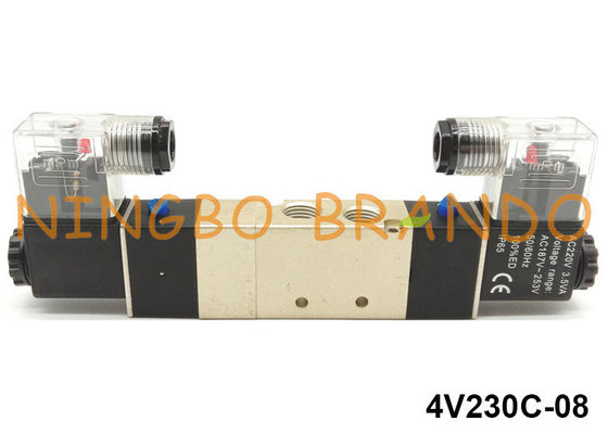 4V230C-08 Airtac Type Pneumatic Solenoid Valve 1/4 '' 5 Way 3 Position 24V