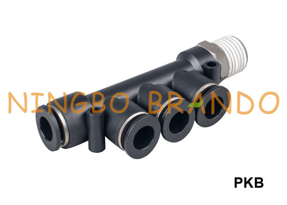 PKB ชายสามสาขาพลาสติกนิวเมติกท่อฟิตติ้ง 1/8 '' 1/4 '' 3/8 '' 1/2 ''