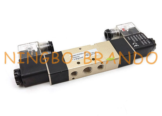 4V230C-08 1/4 '' ขดลวดคู่ 5/3 ทางปิดศูนย์นิวเมติกโซลินอยด์วาล์ว