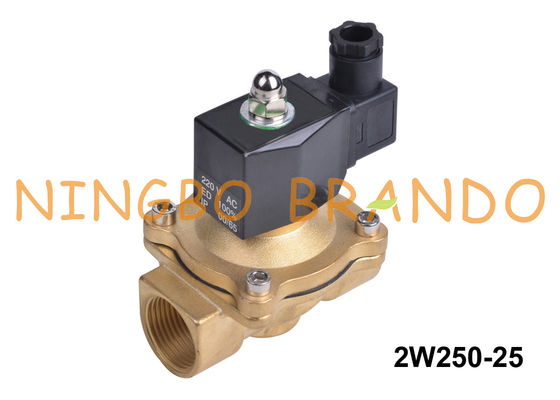 2W250-25 1 '' 2 Way ปกติปิดน้ำทองเหลืองโซลินอยด์วาล์ว 24V 220V
