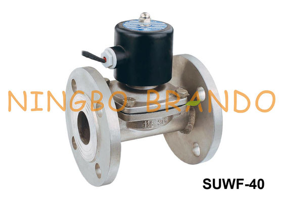 SUWF-40 1 1/2 '' หน้าแปลนชนิดสแตนเลสโซลินอยด์วาล์ว 24VDC 220VAC