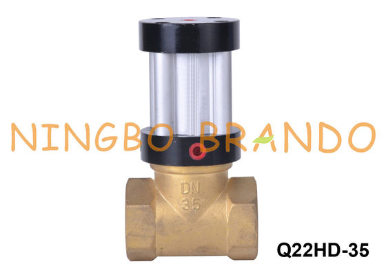 Q22HD-35 1 1/4 '' DN35 2 ทางทองเหลืองตัววาล์วลูกสูบที่ทำงานด้วยอากาศ