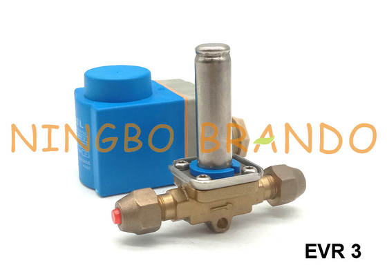 EVR 3 NC 032F8107 1/4 '' Danfoss Type เครื่องทำความเย็นโซลินอยด์วาล์ว 220VAC