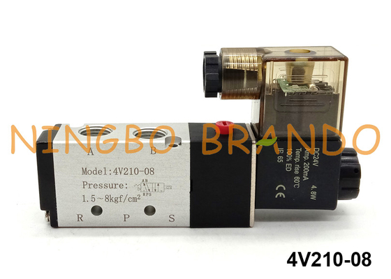 4V210-08 Airtac Type 5/2 ทางนิวเมติกโซลินอยด์วาล์ว DC24V AC220V