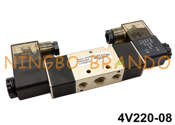4V220-08 Airtac Type Air นิวเมติกโซลินอยด์วาล์ว Double Coil